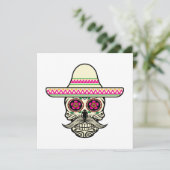 Eenvoudige Dia de Muertos Skull met Pet Uitnodigin Kaart (Staand voorkant)