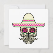Eenvoudige Dia de Muertos Skull met Pet Uitnodigin Kaart (Voorkant)