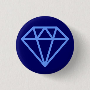 Eenvoudige Diamant - Babyblauw op Donker Marinebla Ronde Button 3,2 Cm