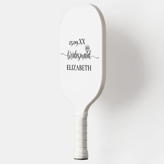 Eenvoudige Diamant Elegant Script Bachelorette Wee Pickleball Paddle (Links)
