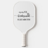 Eenvoudige Diamant Elegant Script Bachelorette Wee Pickleball Paddle (Achterkant)