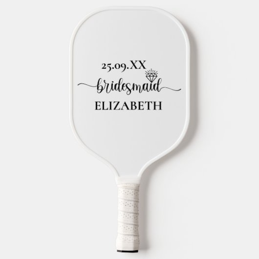 Eenvoudige Diamant Elegant Script Bachelorette Wee Pickleball Paddle (Achterkant)