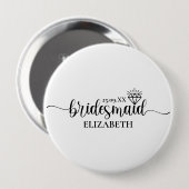 Eenvoudige Diamant Elegant Script Bachelorette Wee Ronde Button 4,0 Cm (Voorkant /achterkant)