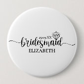 Eenvoudige Diamant Elegant Script Bachelorette Wee Ronde Button 4,0 Cm (Voorkant)