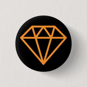 Eenvoudige diamant - Licht Sinaasappel op zwart Ronde Button 3,2 Cm