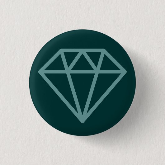 Eenvoudige diamant - Ocean Green op Dk Moss Green Ronde Button 3,2 Cm (Voorkant)