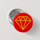 Eenvoudige diamant - oranje rood ronde button 3,2 cm (Voorkant /achterkant)