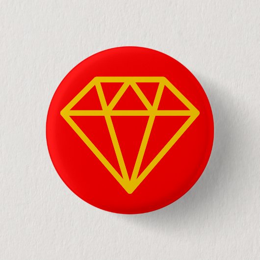 Eenvoudige diamant - oranje rood ronde button 3,2 cm (Voorkant)