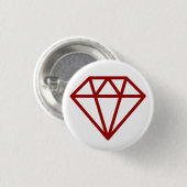 Eenvoudige Diamant - Robijnrood op Wit Ronde Button 3,2 Cm (Voorkant /achterkant)