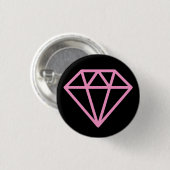 Eenvoudige Diamant - Roze op Zwart Ronde Button 3,2 Cm (Voorkant /achterkant)