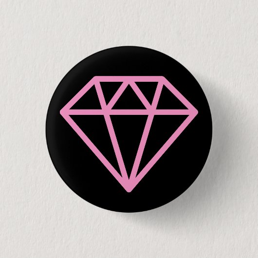 Eenvoudige Diamant - Roze op Zwart Ronde Button 3,2 Cm (Voorkant)