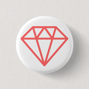 Eenvoudige diamant - Tropisch roze op wit Ronde Button 3,2 Cm