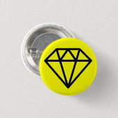Eenvoudige diamant - zwart op geel ronde button 3,2 cm (Voorkant /achterkant)