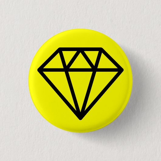 Eenvoudige diamant - zwart op geel ronde button 3,2 cm (Voorkant)