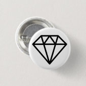 Eenvoudige diamant - zwart op wit ronde button 3,2 cm (Voorkant /achterkant)