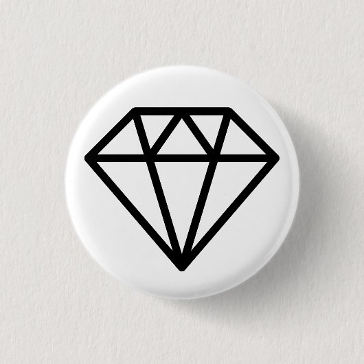 Eenvoudige diamant - zwart op wit ronde button 3,2 cm (Voorkant)