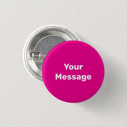 Eenvoudige Diep Roze met Witte Bericht Sjabloon Ronde Button 3,2 Cm (Voorkant /achterkant)