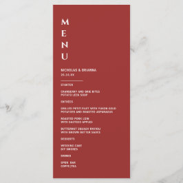 Eenvoudige Dieprode Bruiloft Menu