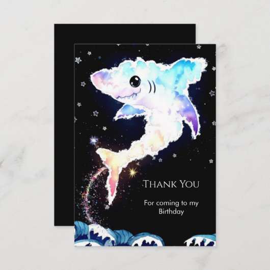 Eenvoudige diepzee blauwe haai verjaardag bedankkaart (Voorkant / Achterkant)