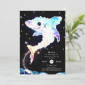 Eenvoudige diepzee blauwe haai verjaardag kaart (Staand voorkant)