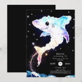 Eenvoudige diepzee blauwe haai verjaardag kaart (Voorkant / Achterkant)