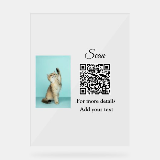 Eenvoudige diernaam details QR-code tekst toevoege Acryl Bord (Voorkant)