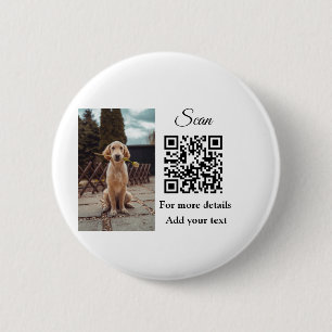 Eenvoudige diernaam details QR-code tekst toevoege Ronde Button 5,7 Cm