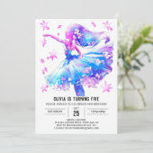 Eenvoudige digitale ballerina verjaardag kaart (Staand voorkant)