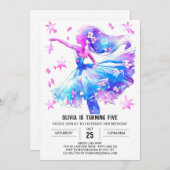 Eenvoudige digitale ballerina verjaardag kaart (Voorkant / Achterkant)