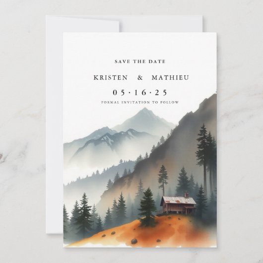 Eenvoudige digitale berg save the date (Voorkant)