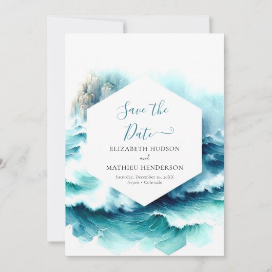 Eenvoudige digitale nautische bruiloft save the date (Voorkant)