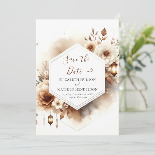 Eenvoudige digitale rustieke bruiloft save the date (Staand voorkant)