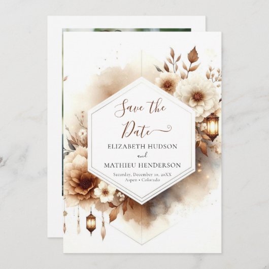 Eenvoudige digitale rustieke bruiloft save the date (Voorkant / Achterkant)