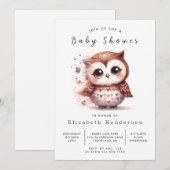 Eenvoudige digitale uil Baby shower Kaart (Voorkant / Achterkant)