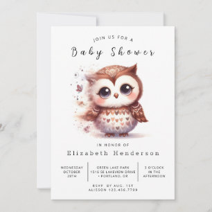 Eenvoudige digitale uil Baby shower Kaart