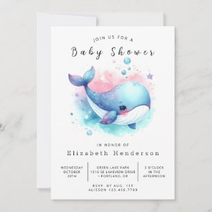 Eenvoudige Digitale Walvis Baby Shower Kaart