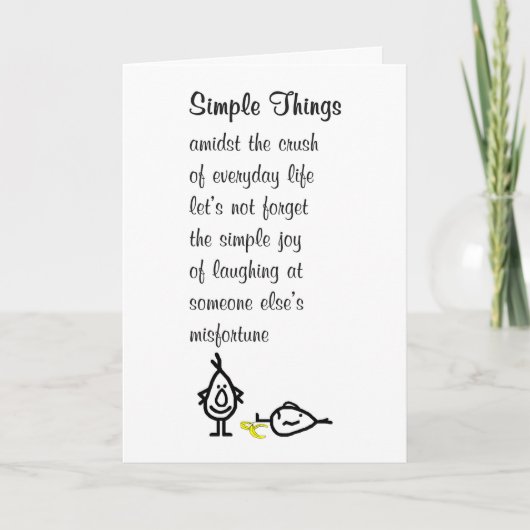 Eenvoudige dingen Een grappig denken van je gedich Kaart (Voorkant)