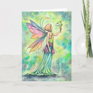 Eenvoudige Dingen Schattige Fee Watercolor Kunst Kaart