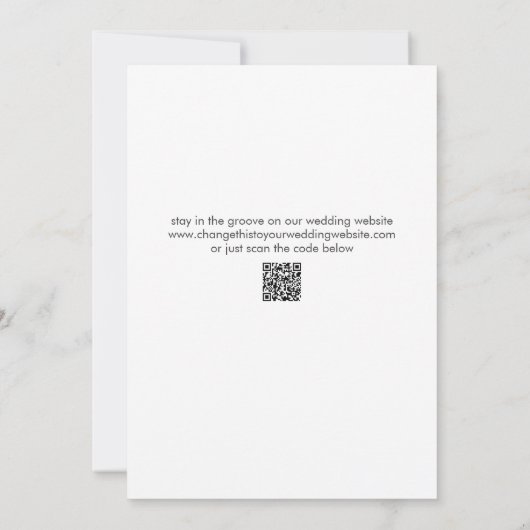 Eenvoudige Disco Bal Zwart-Wit QR Code Bruiloft Save The Date (Achterkant)