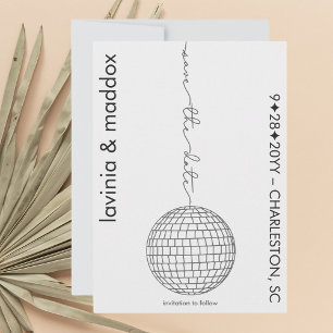 Eenvoudige Disco Bal Zwart-Wit QR Code Bruiloft Save The Date