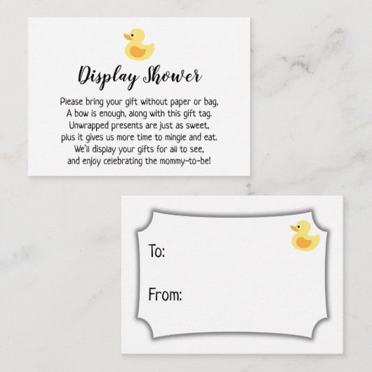 Eenvoudige Display Baby shower Cadeaukaart, Rubber Informatiekaartje (Voorkant / Achterkant)