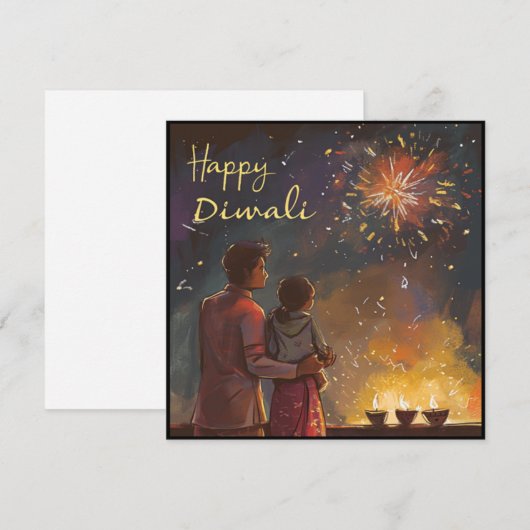 Eenvoudige Diwali vakantie groet / uitnodiging Kaa (Voorkant / Achterkant)