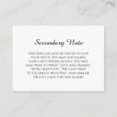 Eenvoudige DIY Custom Weddenschap Black & White Informatiekaartje (Achterkant)