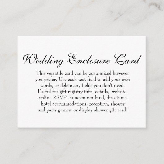 Eenvoudige DIY Custom Weddenschap Black & White Informatiekaartje (Voorkant)