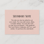 Eenvoudige DIY Custom Weddenschap Blush Pink Informatiekaartje (Achterkant)