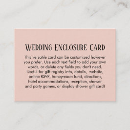 Eenvoudige DIY Custom Weddenschap Blush Pink Informatiekaartje