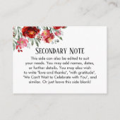 Eenvoudige DIY Custom Weddenschap Red & Roze bloem Informatiekaartje (Achterkant)