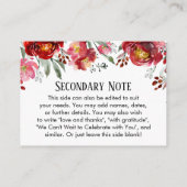 Eenvoudige DIY Custom Weddenschap Red & Roze bloem Informatiekaartje (Achterkant)