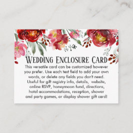 Eenvoudige DIY Custom Weddenschap Red & Roze bloem Informatiekaartje