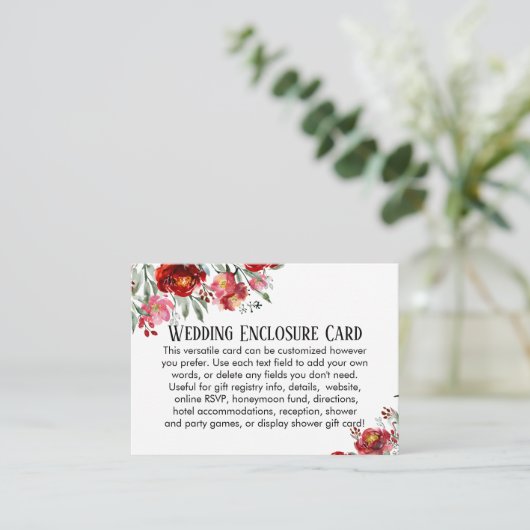 Eenvoudige DIY Custom Weddenschap Red & Roze bloem Informatiekaartje (Staand voorkant)